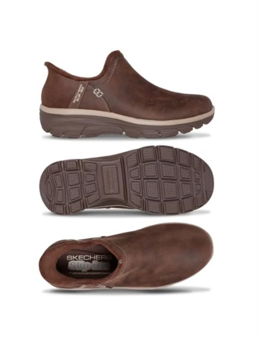 Skechers Slip-ins Easy Going Modern Hour Womens 8.5 Chocolate Brown Shoes NWOT
